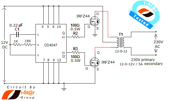 Tested Simple DC To AC Inverter Circuit (12V to 230V)
